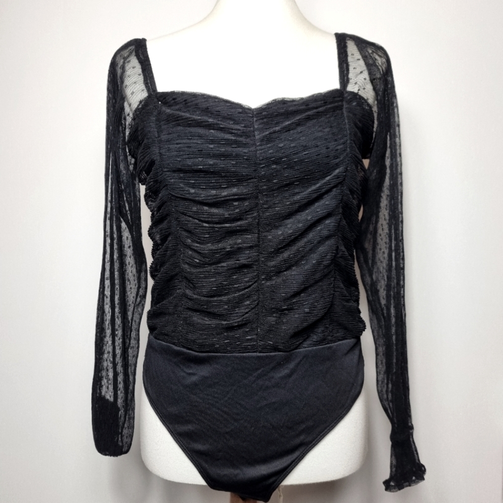Blāshe Sexy Black Lace Corset Style  Bodysuit Size Medium